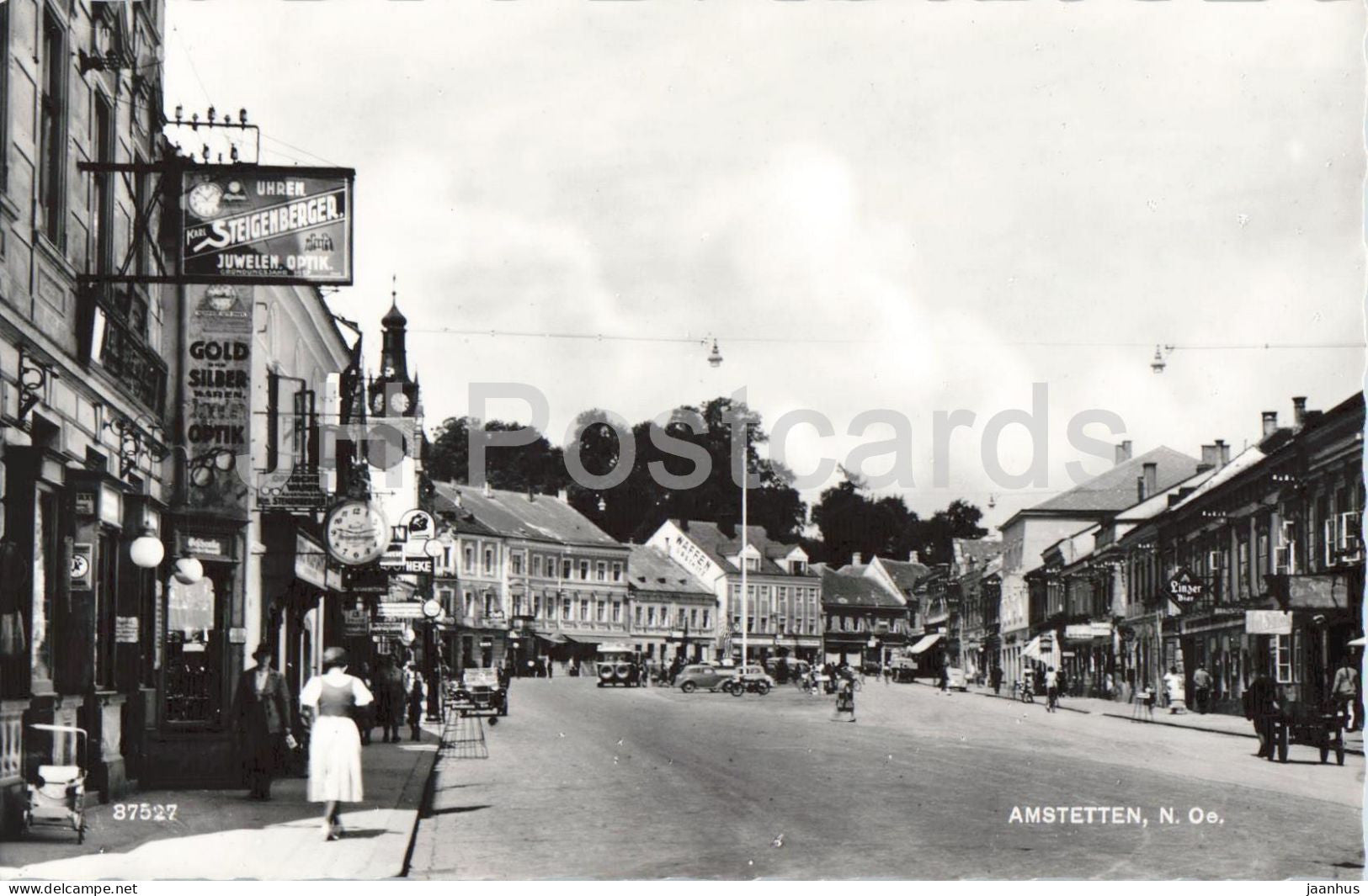 Amstetten N.O. - Karl Steigenberger Uhren - city view - street scene - shops - 87527 - old postcard - Austria - unused - JH Postcards