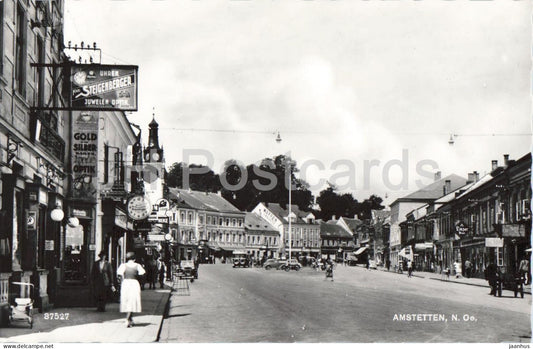Amstetten N.O. - Karl Steigenberger Uhren - city view - street scene - shops - 87527 - old postcard - Austria - unused - JH Postcards