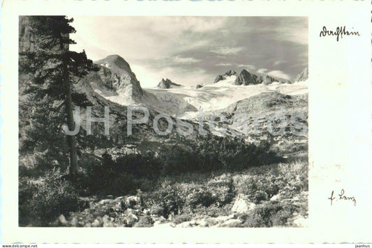 Dachstein glacier view - Simonyhutte stamp - photo - old postcard - 1939 - Austria - used - JH Postcards