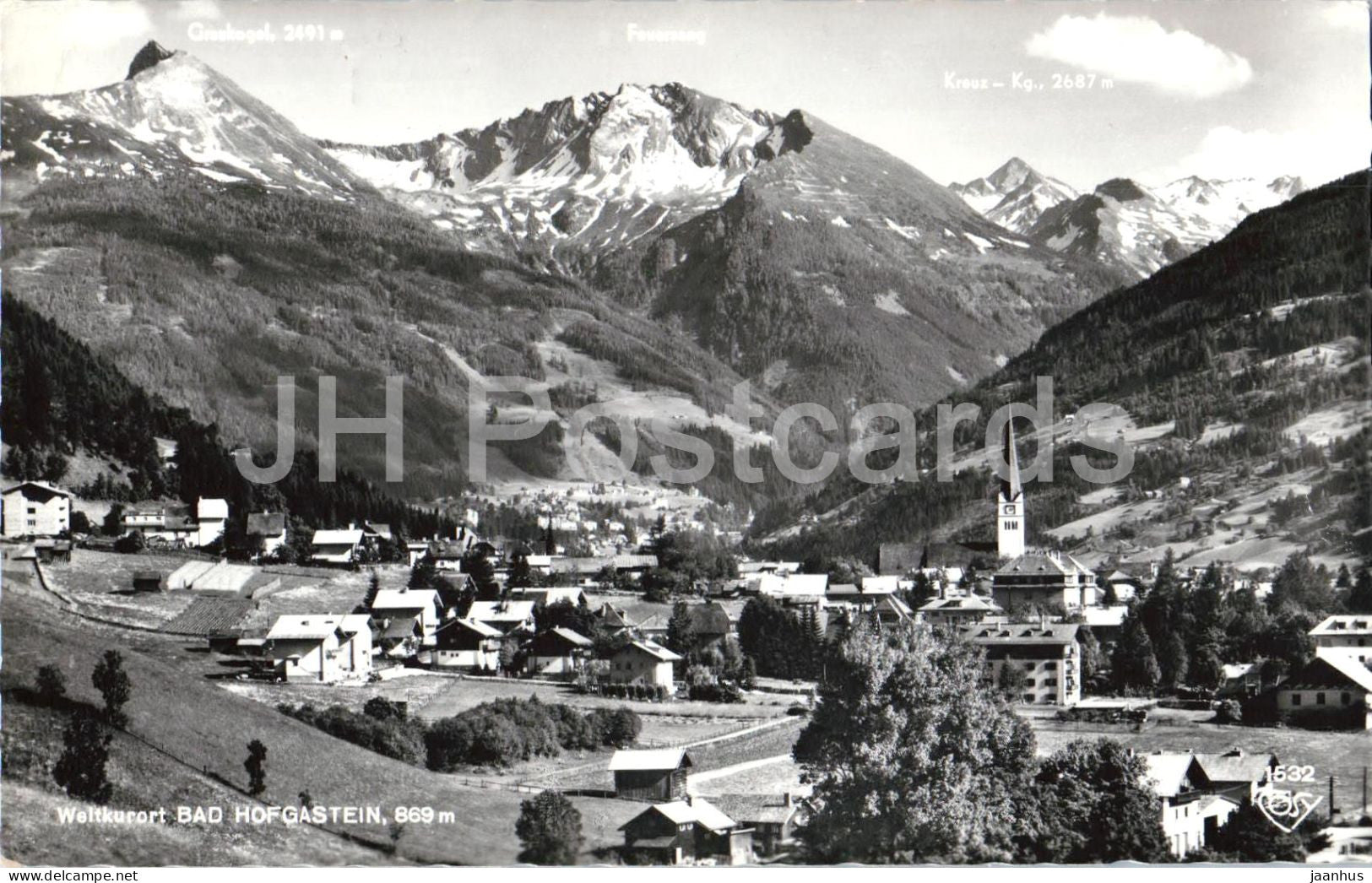 Weltkurort Bad Hofgastein 869 m - spa town - valley panorama - mountains - Alps - 1532 - 1964 - Austria - used - JH Postcards