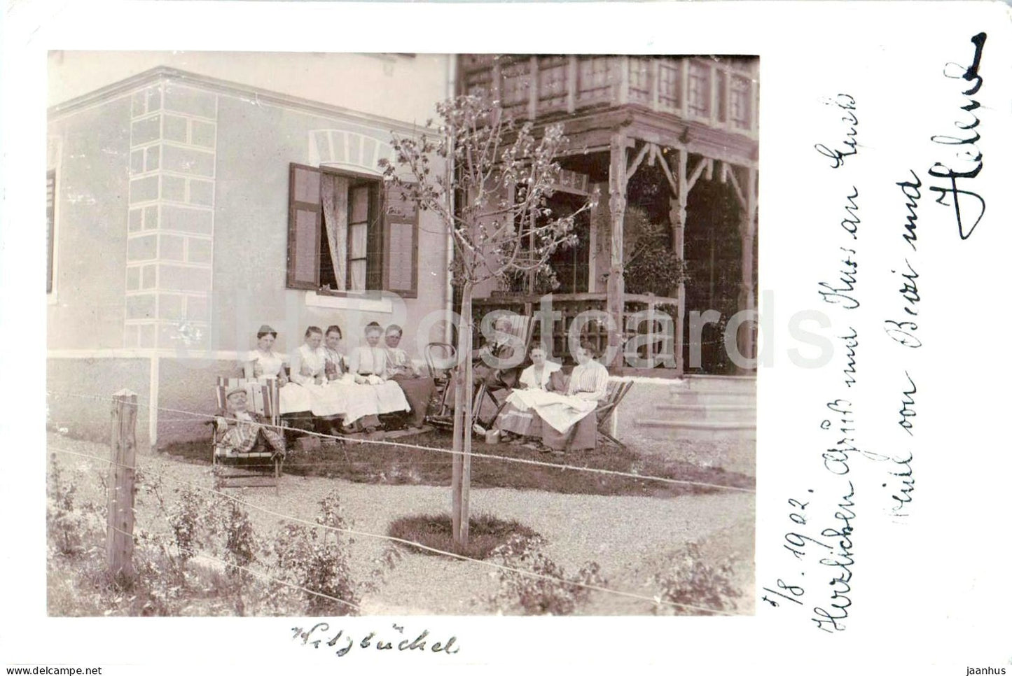 Kitzbuhel - group photo - old postcard - 1902 - used - JH Postcards