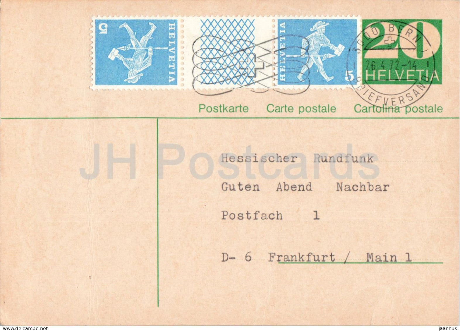 Guten Abend Nachbarn - Hessischer Rundfunk - postal stationery - 129 - 1972 - Switzerland - used - JH Postcards