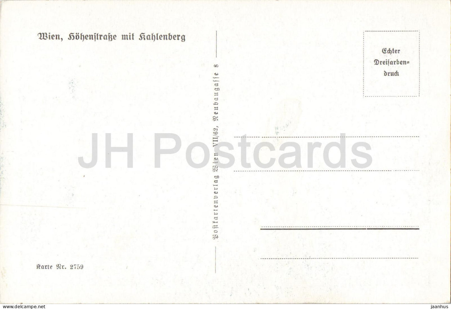 Wien - Vienna - Hohenstrasse und Kahlenberg - City view - road - 2759 - old postcard - Austria - unused