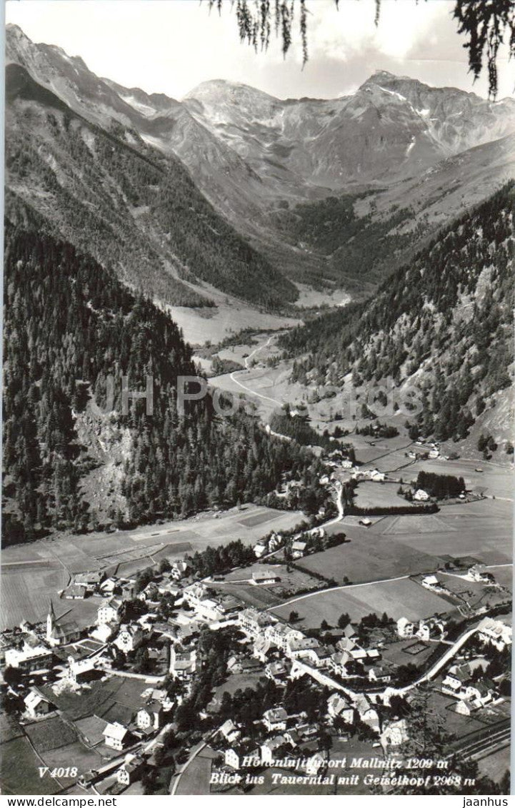 Mallnitz 1200 m Blick ins Tauerntal mit Geiselkopf 2968 m - panorama - mountains - Alps - 4018 - 1960 - Austria - used - JH Postcards