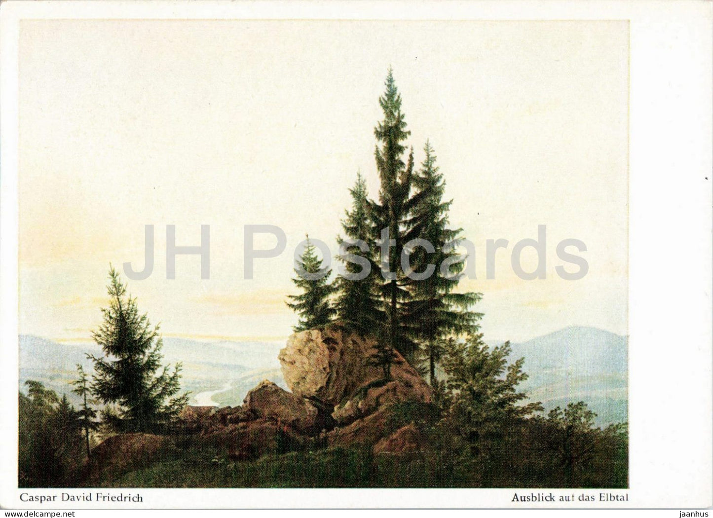 painting by Caspar David Friedrich - Ausblick auf das Elbtal - View of the Elbe Valley - German art - Germany - unused - JH Postcards
