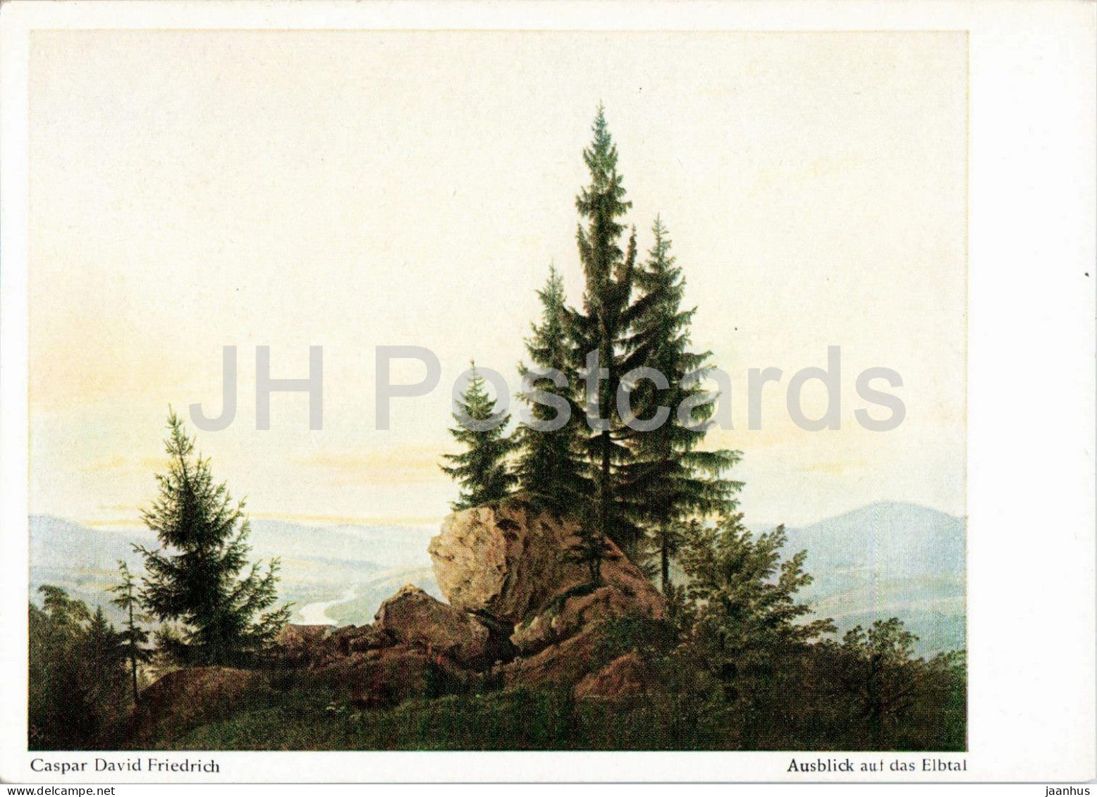 painting by Caspar David Friedrich - Ausblick auf das Elbtal - View of the Elbe Valley - German art - Germany - unused - JH Postcards