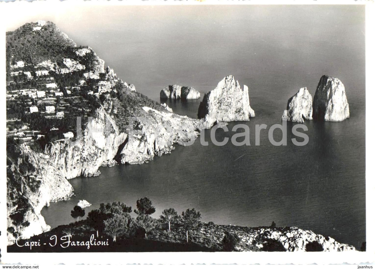Capri - I Faraglioni - Faraglioni Rocks - cliffs island coast Mediterranean - old postcard - 1954 - Italy - used - JH Postcards