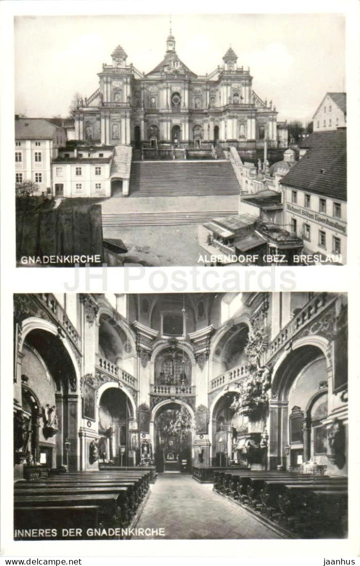 Wambierzyce - Albendorf - Bez. Breslau - Gnadenkirche exterior and interior - church - old postcard - Poland - unused - JH Postcards