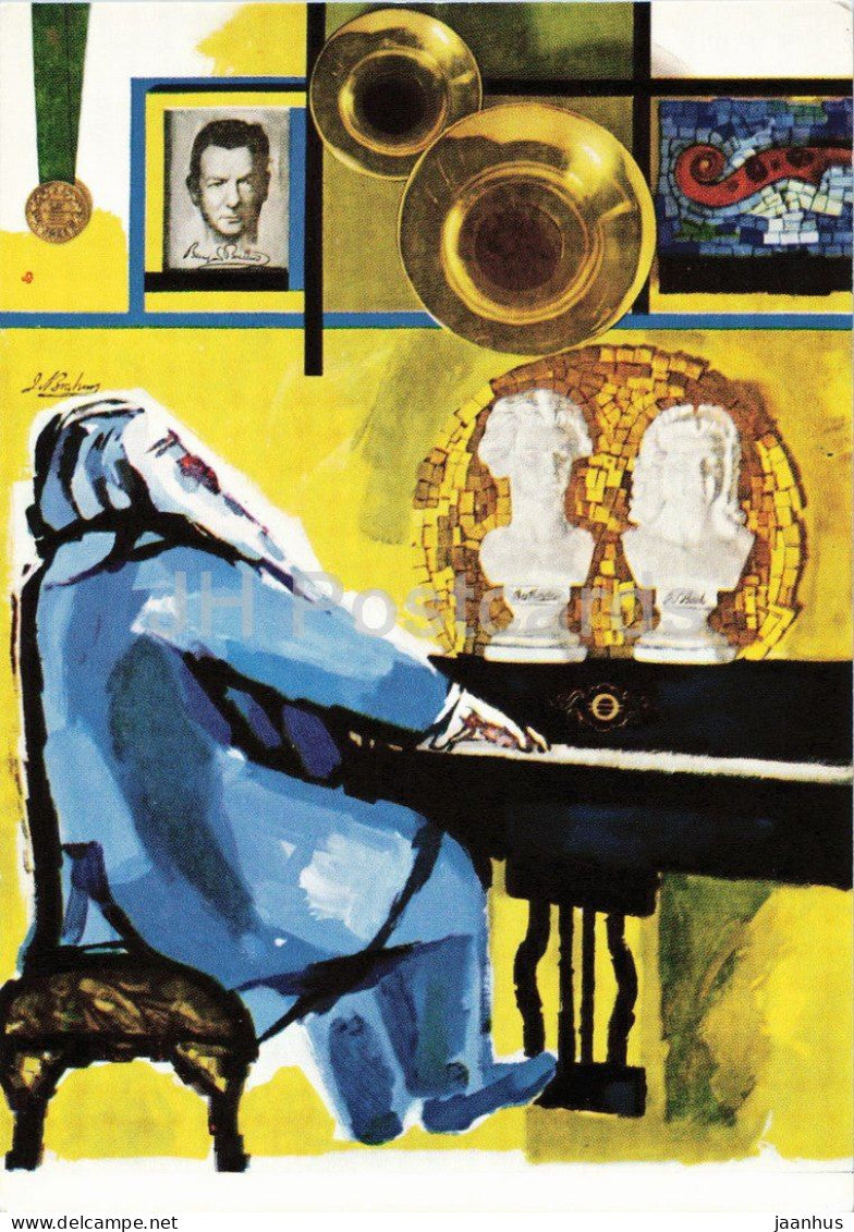 poster by Hans Unger - Music - From London Transport poster - British art - 1965 - United Kingdom - unused - JH Postcards