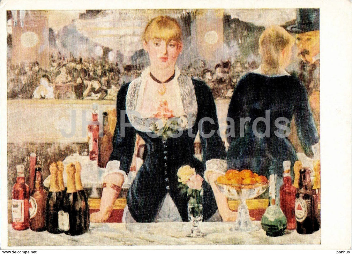 painting by Edouard Manet - A Bar at the Folies-Bergere - French art - 752 - 1984 - Germany DDR - unused - JH Postcards