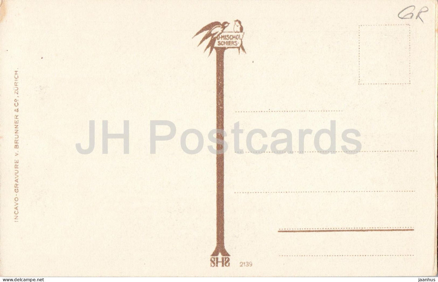 Heimat - trees on snowy slope with mountain view - Series - 2139 - old postcard - Switzerland - unused