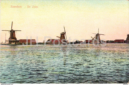 Zaandam - De Zaan - windmills - river - Cacao & Chocolaad Grootes - old postcard - Netherlands - unused - JH Postcards