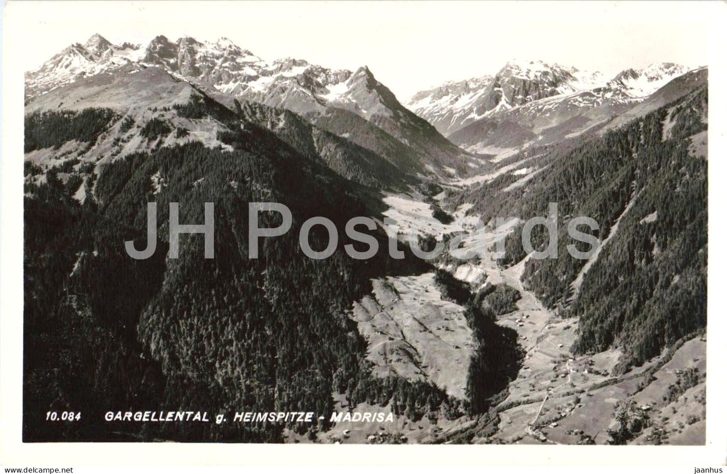 Gargellental gegen Heimspitze und Madrisa - mountains - panorama - Alps - 10084 - old postcard - 1949 - Austria - used - JH Postcards
