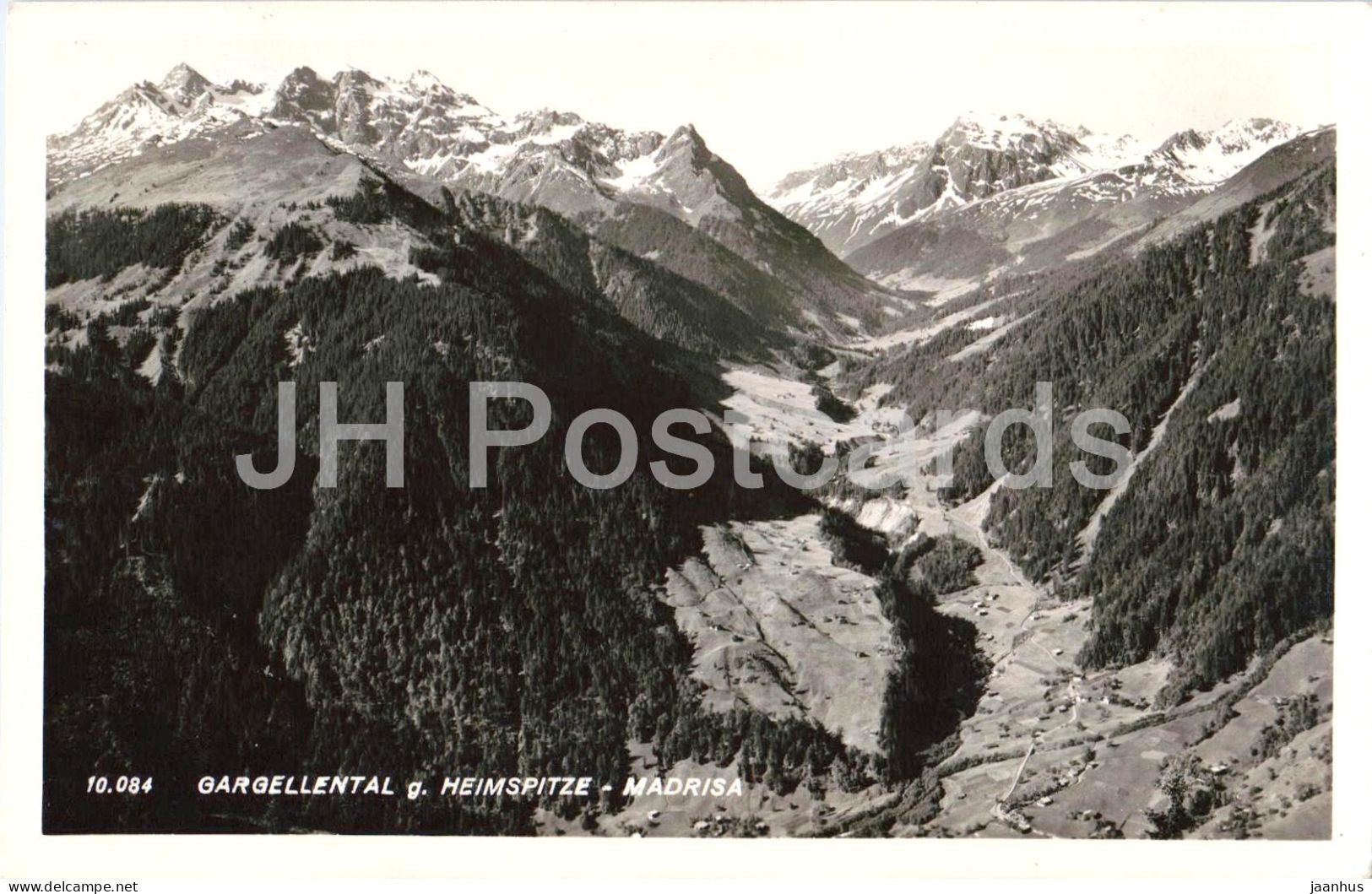Gargellental gegen Heimspitze und Madrisa - mountains - panorama - Alps - 10084 - old postcard - 1949 - Austria - used - JH Postcards