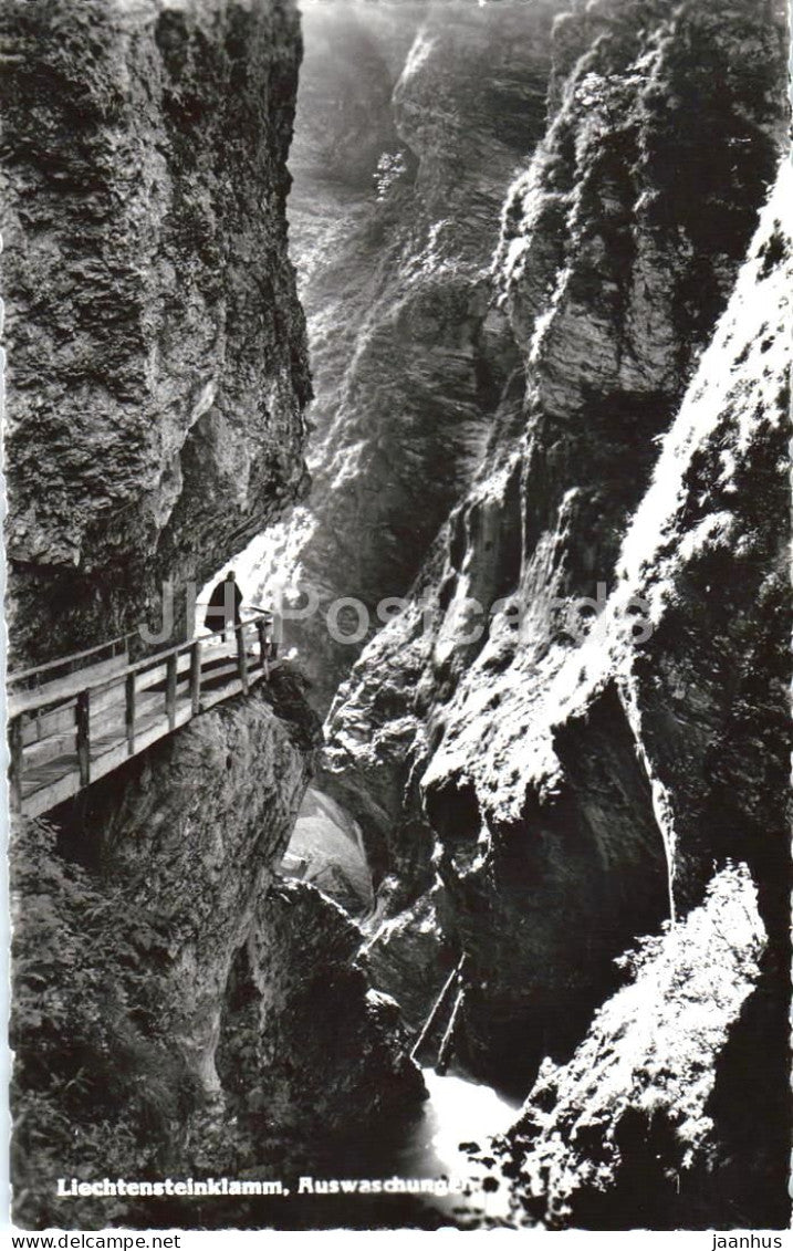 Liechtensteinklamm - Auswaschung - gorge - mountains - Alps - old postcard - Austria - unused - JH Postcards