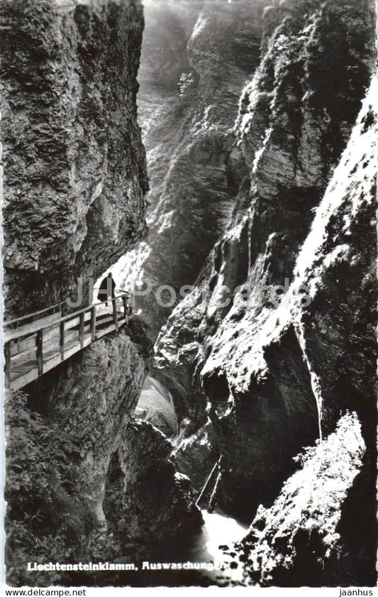 Liechtensteinklamm - Auswaschung - gorge - mountains - Alps - old postcard - Austria - unused - JH Postcards