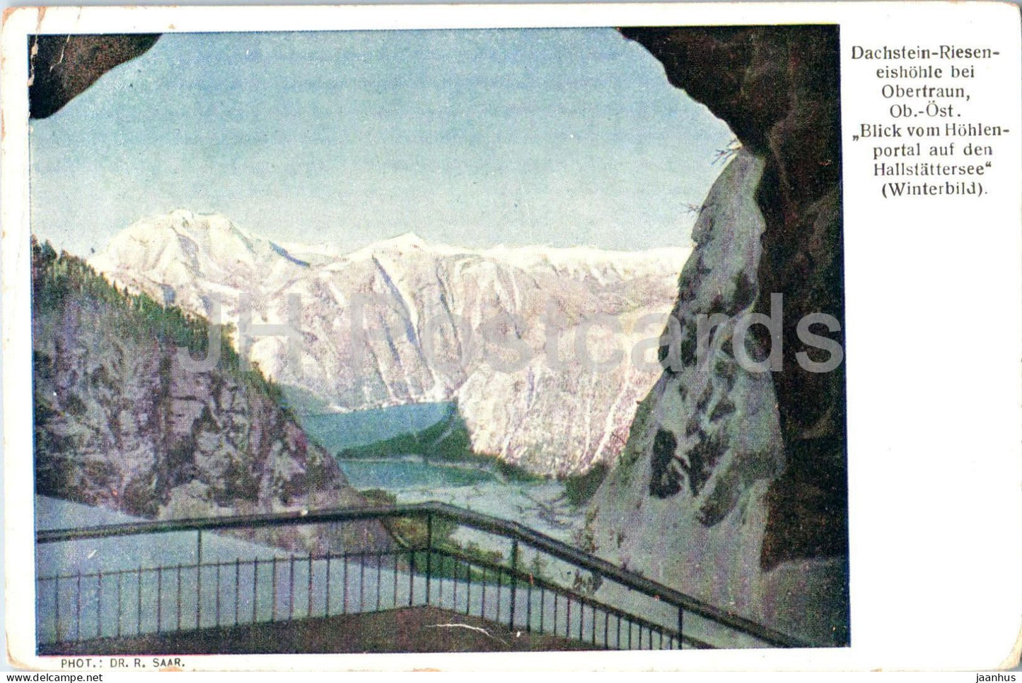 Dachstein Rieseneishohle bei Obertraun - Blick vom Hohlenportal auf den Hallstattersee - old postcard - Austria - used - JH Postcards