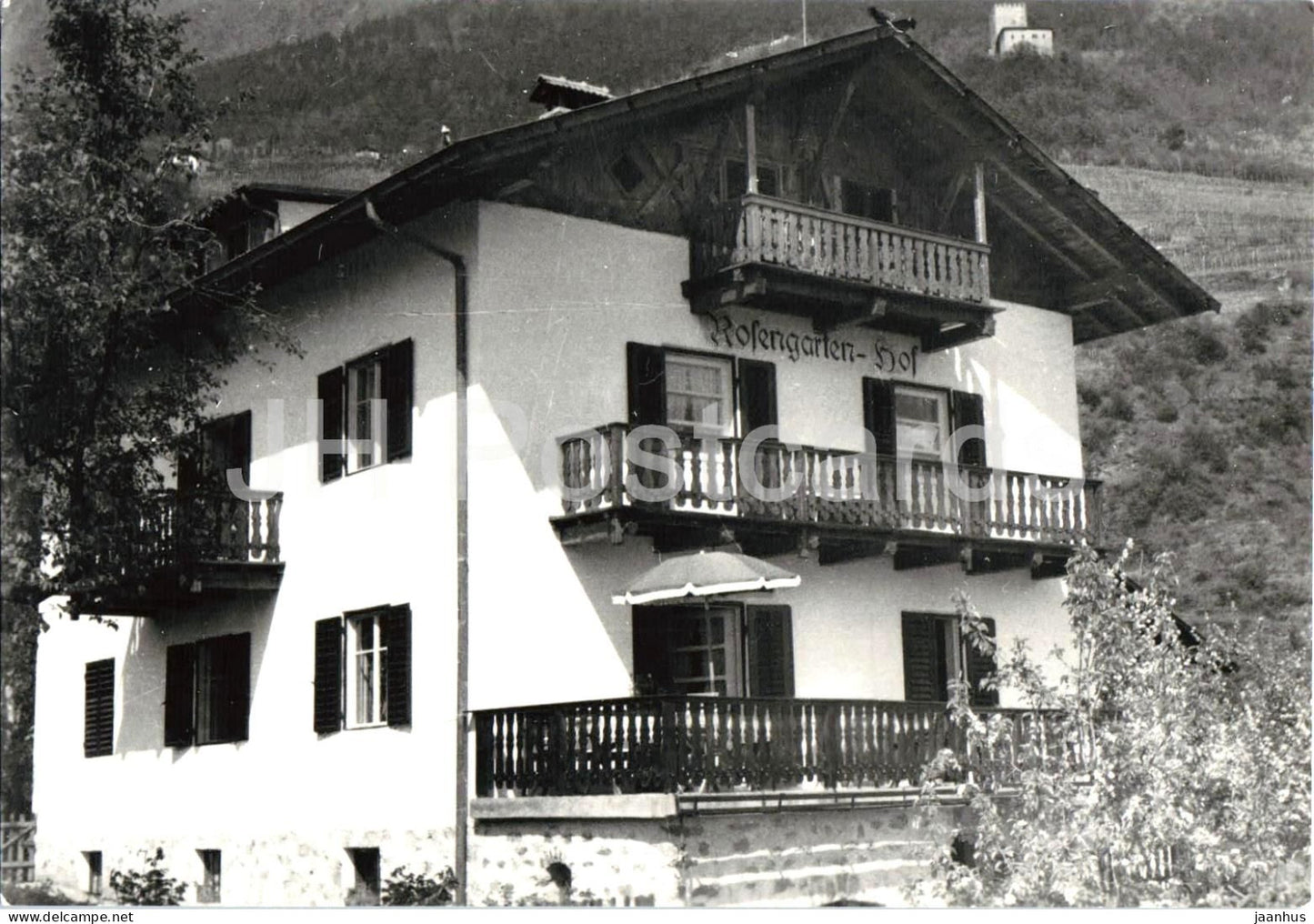 Algund bei Meran - Rosengarten Hof - Merano - guesthouse alpine house - old postcard - Italy - unused - JH Postcards