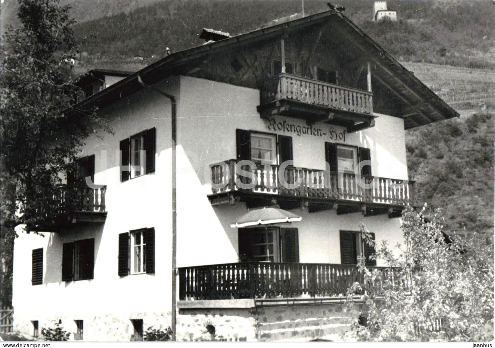 Algund bei Meran - Rosengarten Hof - Merano - guesthouse alpine house - old postcard - Italy - unused - JH Postcards