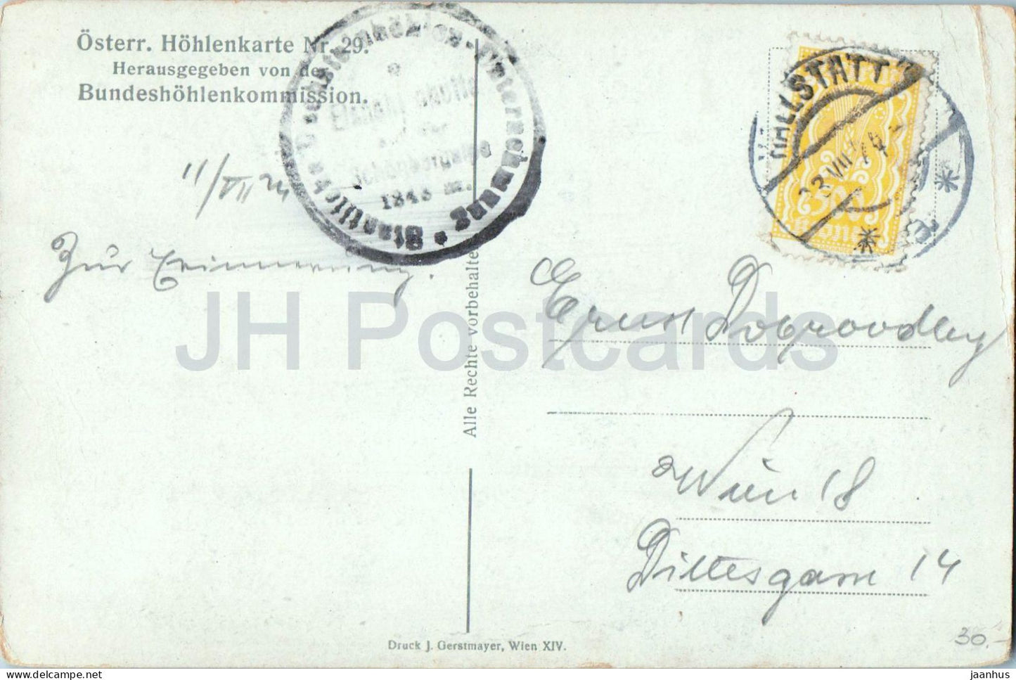 Dachstein Rieseneishohle bei Obertraun - Blick vom Hohlenportal auf den Hallstattersee - old postcard - Austria - used