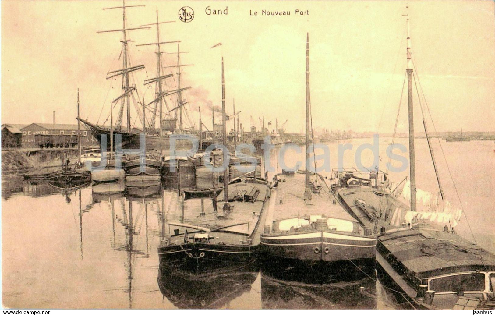 Gand - Gent - Le Nouveau Port - The New Port - sailing ship - Feldpost - old postcard - 1917 - Belgium - used - JH Postcards
