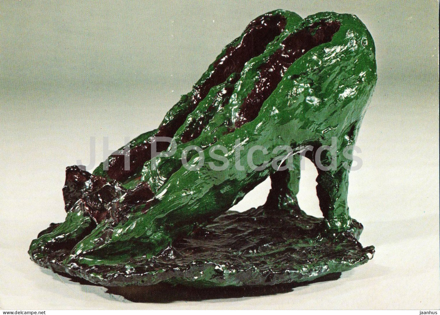 sculpture by Claes Oldenburg - Green Ladies Shoes - American art - 1970 - Germany - used - JH Postcards