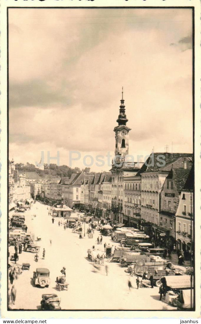 Steyr - Stadtplatz mit Rathaus - Town Square with Town Hall - photo - old postcard - Austria - used - JH Postcards