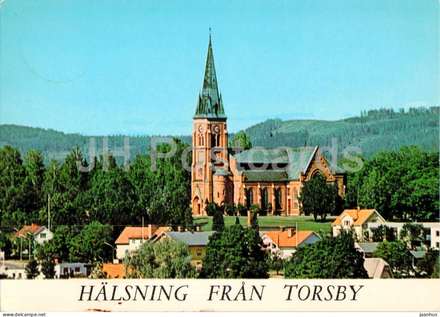Halsning fran Torsby - Kyrkan - multiview - church - 194 - 1980 - Sweden - used - JH Postcards