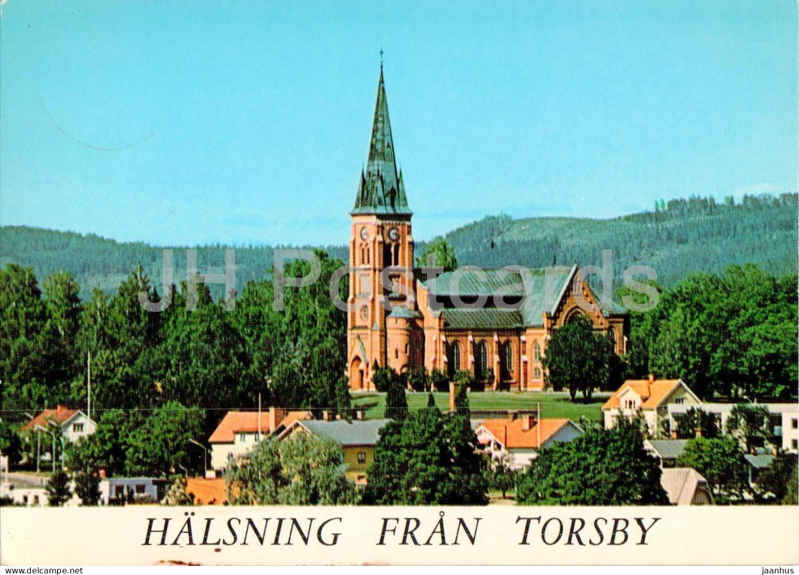 Halsning fran Torsby - Kyrkan - multiview - church - 194 - 1980 - Sweden - used - JH Postcards