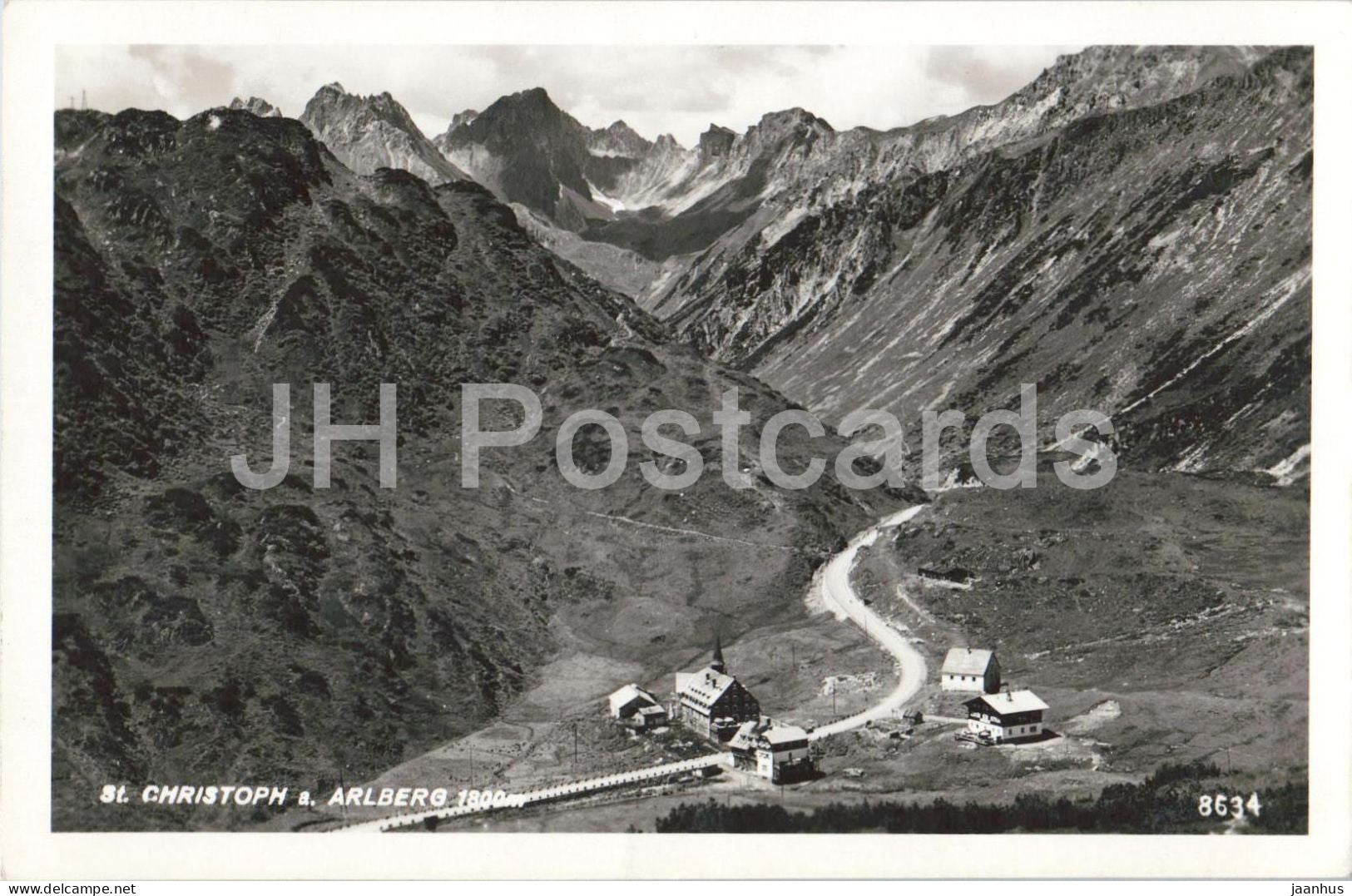 St. Christoph a. Arlberg 1800 m - mountains - panorama - Alps - 8634 - old postcard - 1938 - Austria - used - JH Postcards