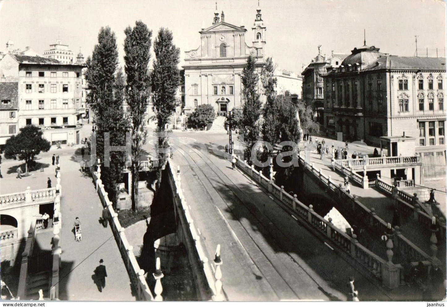 Ljubljana - city view - street - architecture - 2502 - old postcard - 1956 - Slovenia Yugoslavia - used - JH Postcards