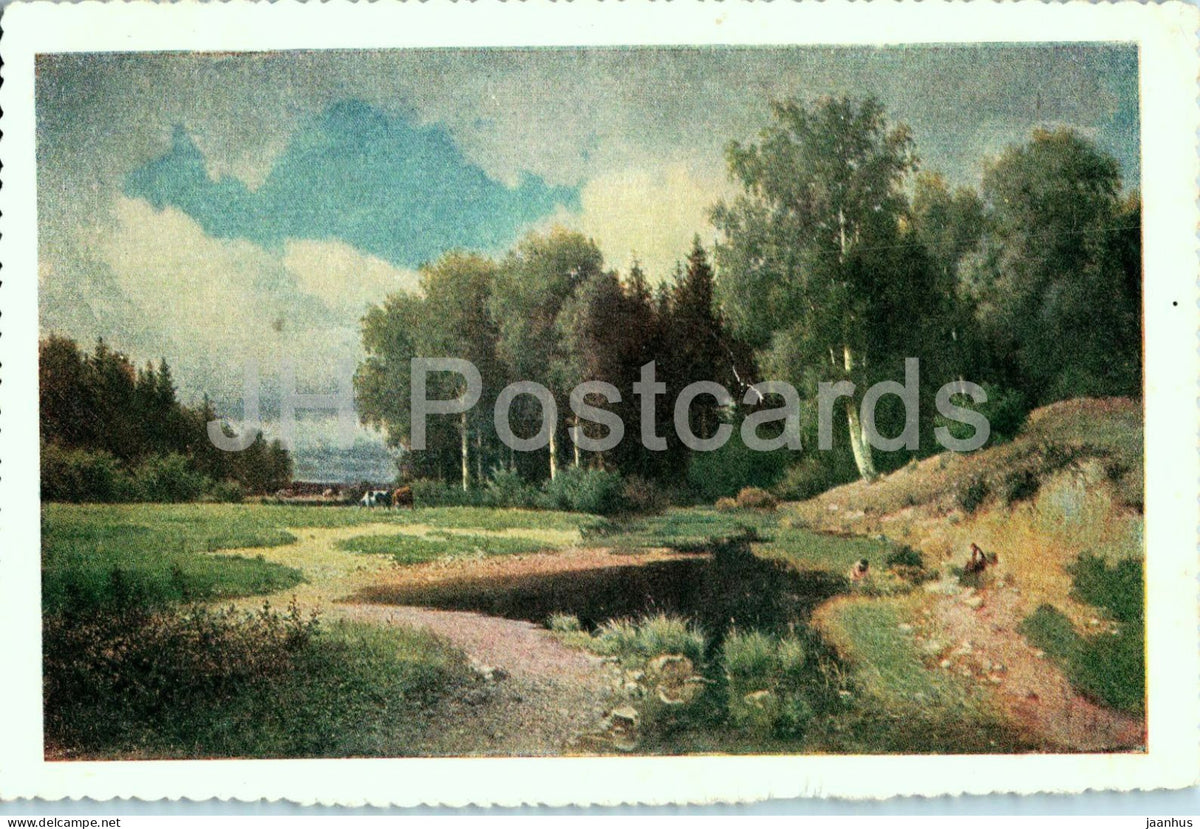painting by Lev Kamenev - Landscape - Russian art - old postcard - 1951 - Russia USSR - used - JH Postcards