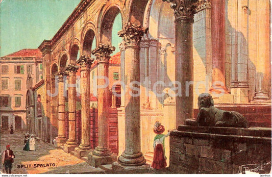 Split - Peristil - Peristyle - Spalato - illustration - old postcard - 1922 - Croatia - used - JH Postcards