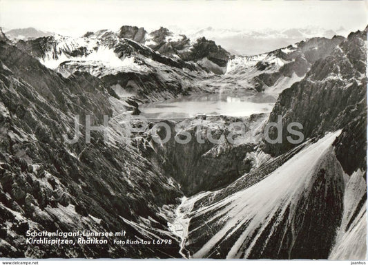 Schattenlagant Lunersee mit Kirchlispitzen Rhatikon - mountain lake - mountains - 6798 - old postcard - Austria - unused - JH Postcards