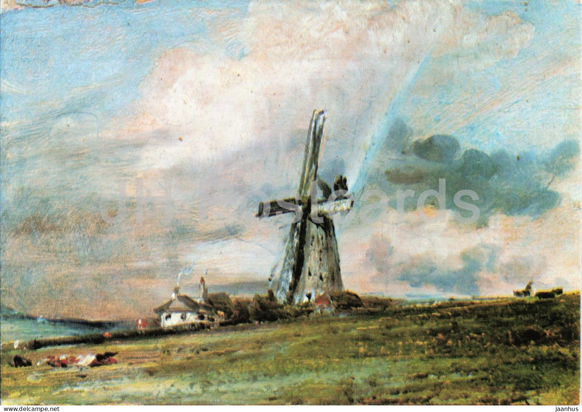 painting by John Constable - Windmill among Houses with a Rainbow - English art - P.C.1831 - United Kingdom - unused - JH Postcards
