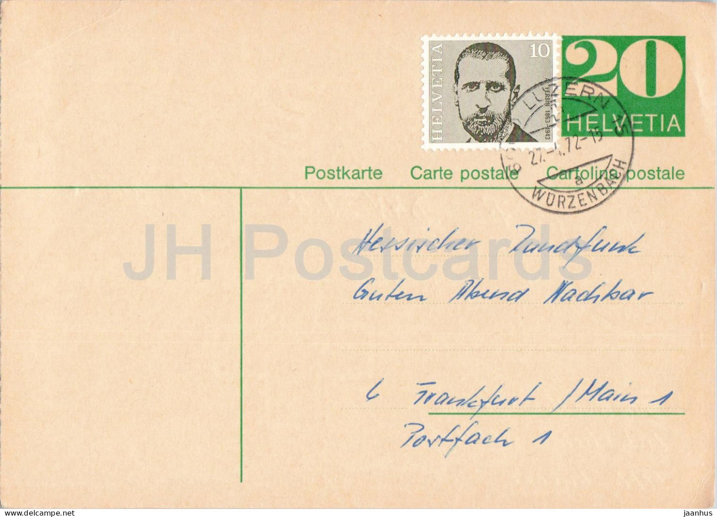Guten Abend Nachbarn - Hessischer Rundfunk - postal stationery - 135 - 1972 - Switzerland - used - JH Postcards