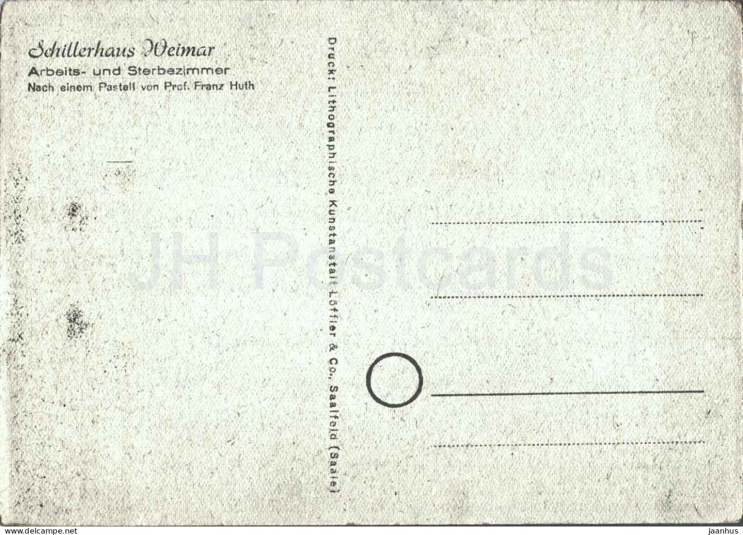 painting by Franz Huth - Schiller House Weimar Study - German art - old postcard - 1940s - Germany - unused