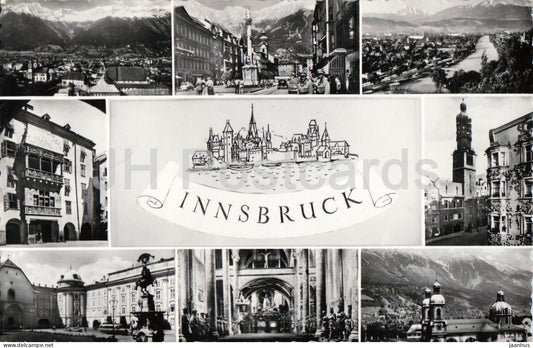 Innsbruck - Goldenes Dachl - Maria Theresienstrasse - Stadtturm - multiview - 2394 - Austria - used - JH Postcards