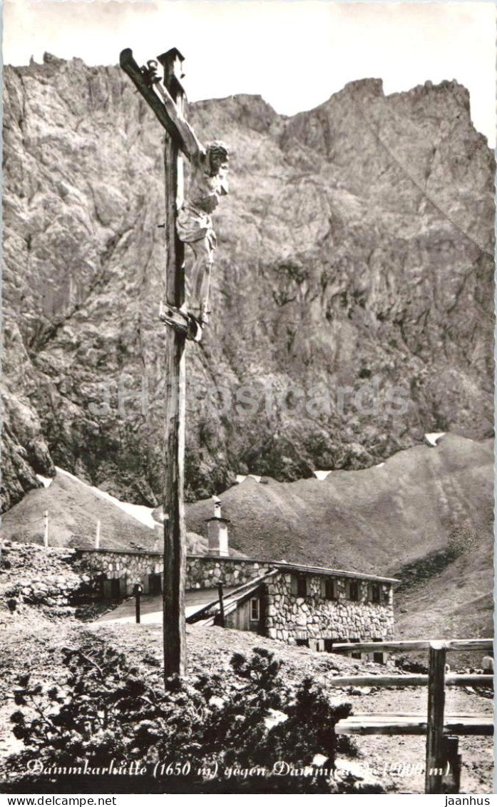 Dammkarlshutte 1650 m gegen Dammwanden 2000 m - mountains - Alps - old postcard - Germany - unused - JH Postcards