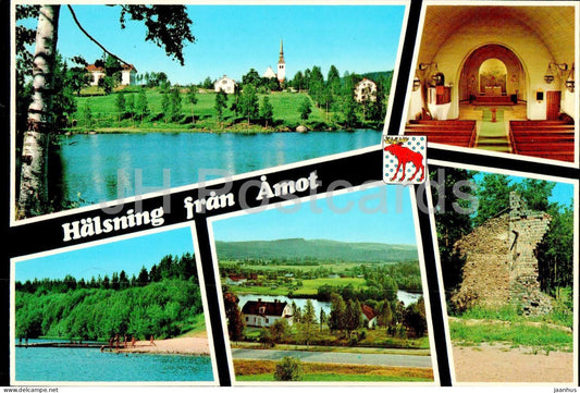 Halsning fran Amot - Amots Kyrka - church - multiview - 2/426 - Sweden - unused - JH Postcards