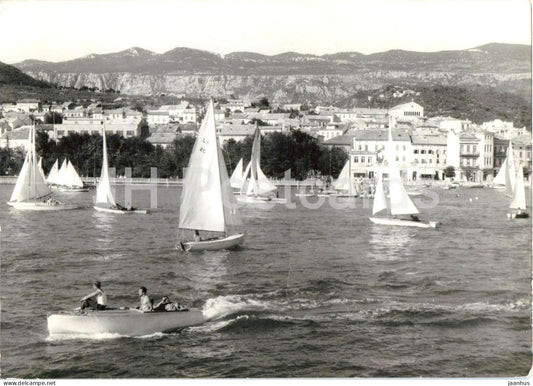 Crikvenica - regatta - sailing boat - harbor - coastal town - photo - old postcard - 1960 - Croatia Yugoslavia - used - JH Postcards