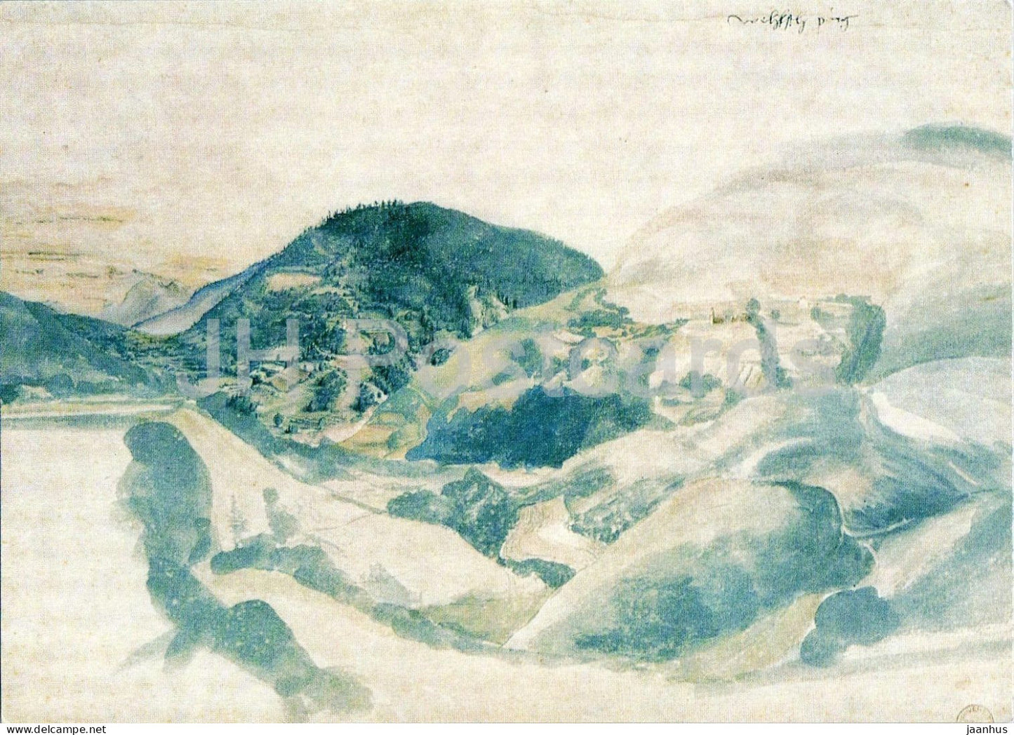 watercolor painting by Albrecht Durer - Wehlsch pirg Italian Mountains Welsch Pirg German art - 1971 - Germany - unused - JH Postcards