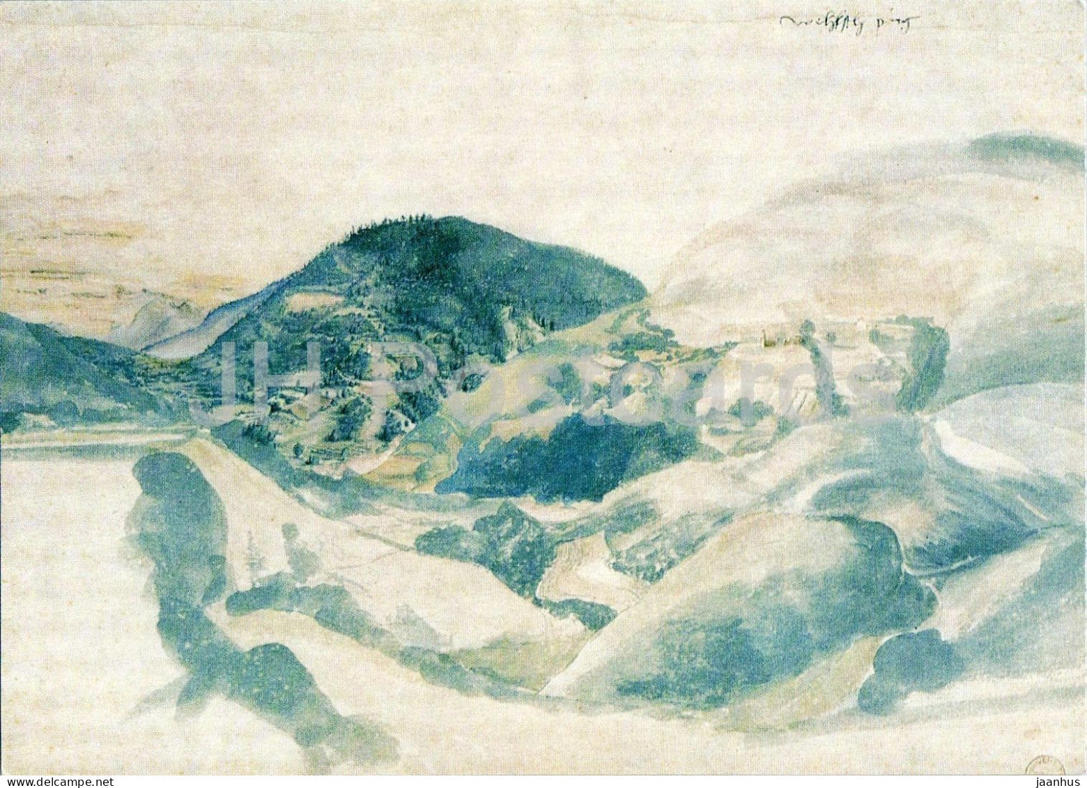 watercolor painting by Albrecht Durer - Wehlsch pirg Italian Mountains Welsch Pirg German art - 1971 - Germany - unused - JH Postcards