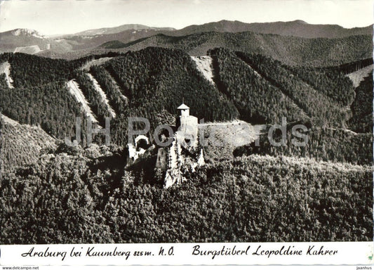 Araburg bei Kaumberg 825 m - Burgstuberl Leopoldine Kahrer - castle mountain landscape - old postcard - Austria - unused - JH Postcards