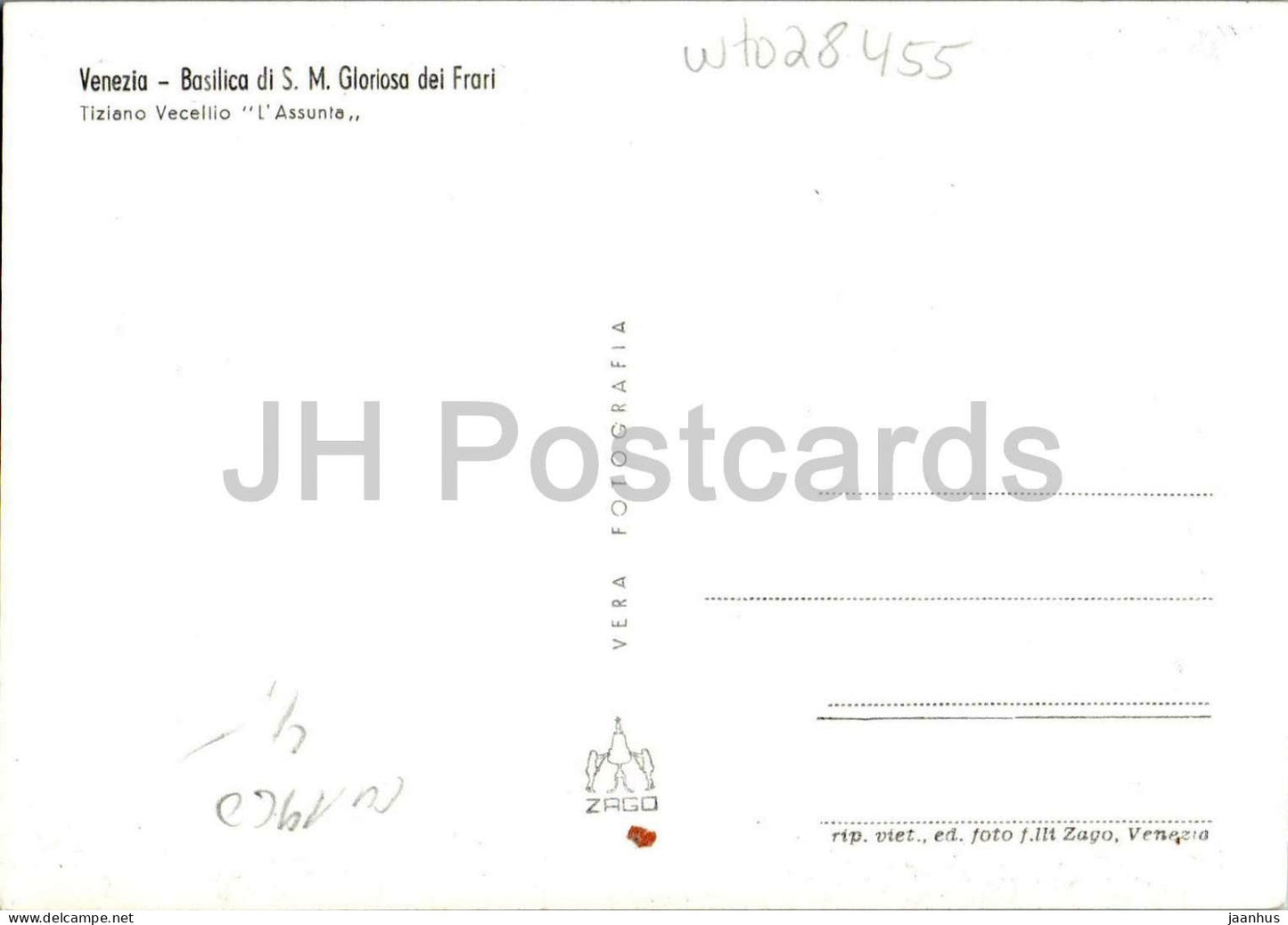 Venezia - Venice - Basilica di S. M. Gloriosa dei Frari - Titian The Assumption -  old postcard - Italy - unused