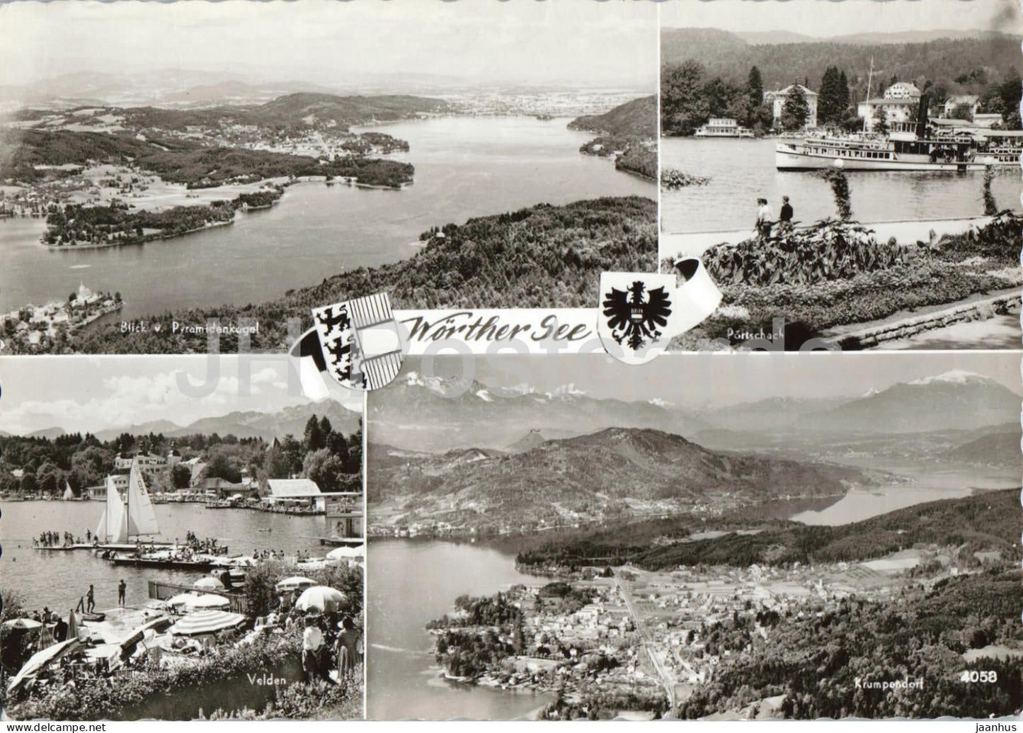 Worthersee - Pyramidenkogel - Velden - Portschach - Krumpendorf - multiview - 1965 - old postcard - Austria - used - JH Postcards