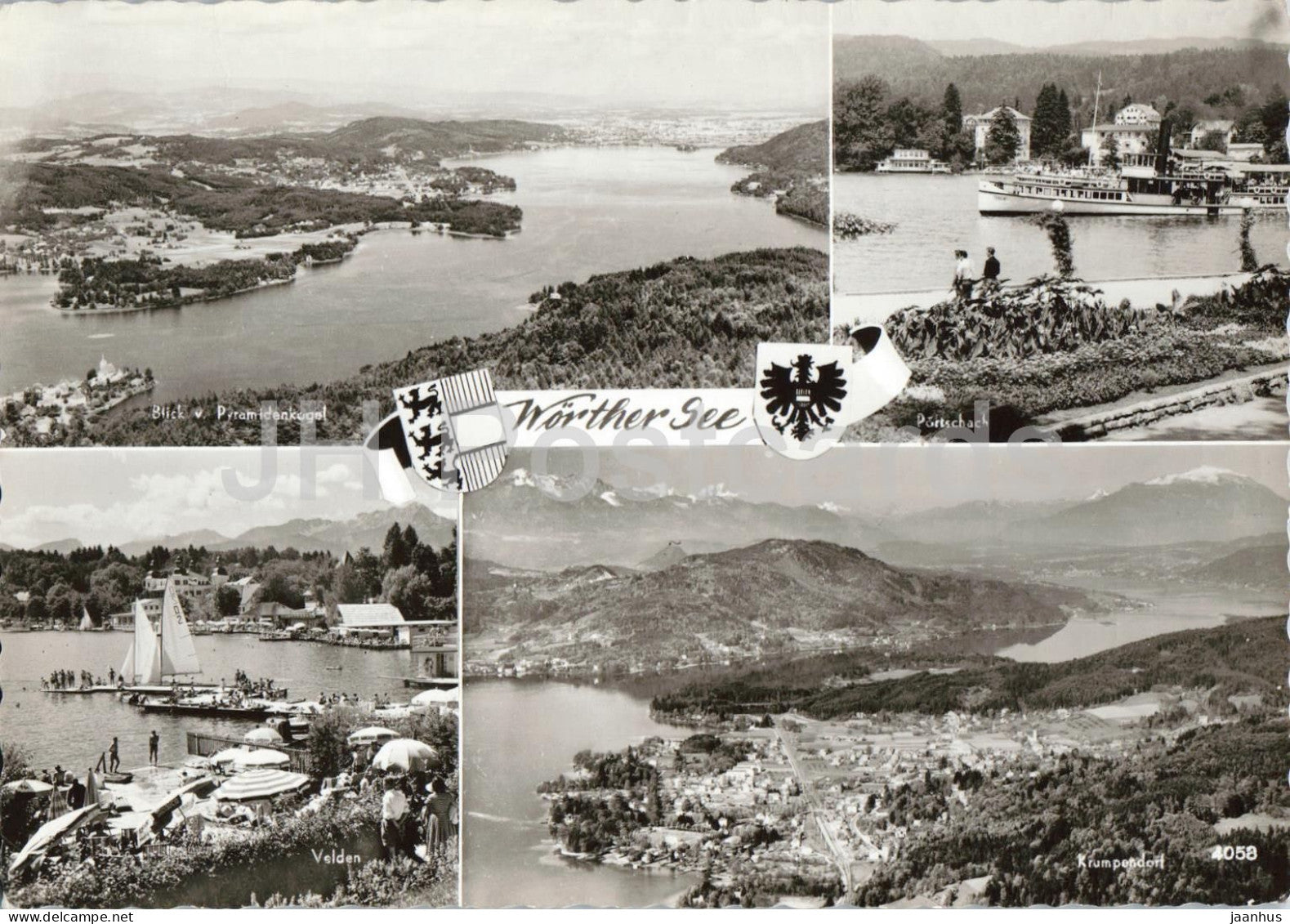 Worthersee - Pyramidenkogel - Velden - Portschach - Krumpendorf - multiview - 1965 - old postcard - Austria - used - JH Postcards