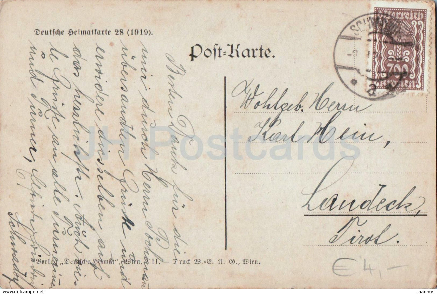 Spitz an der Donau mit Tausendeimerberg - Town and church view - illustration - old postcard - 1919 - Austria - used