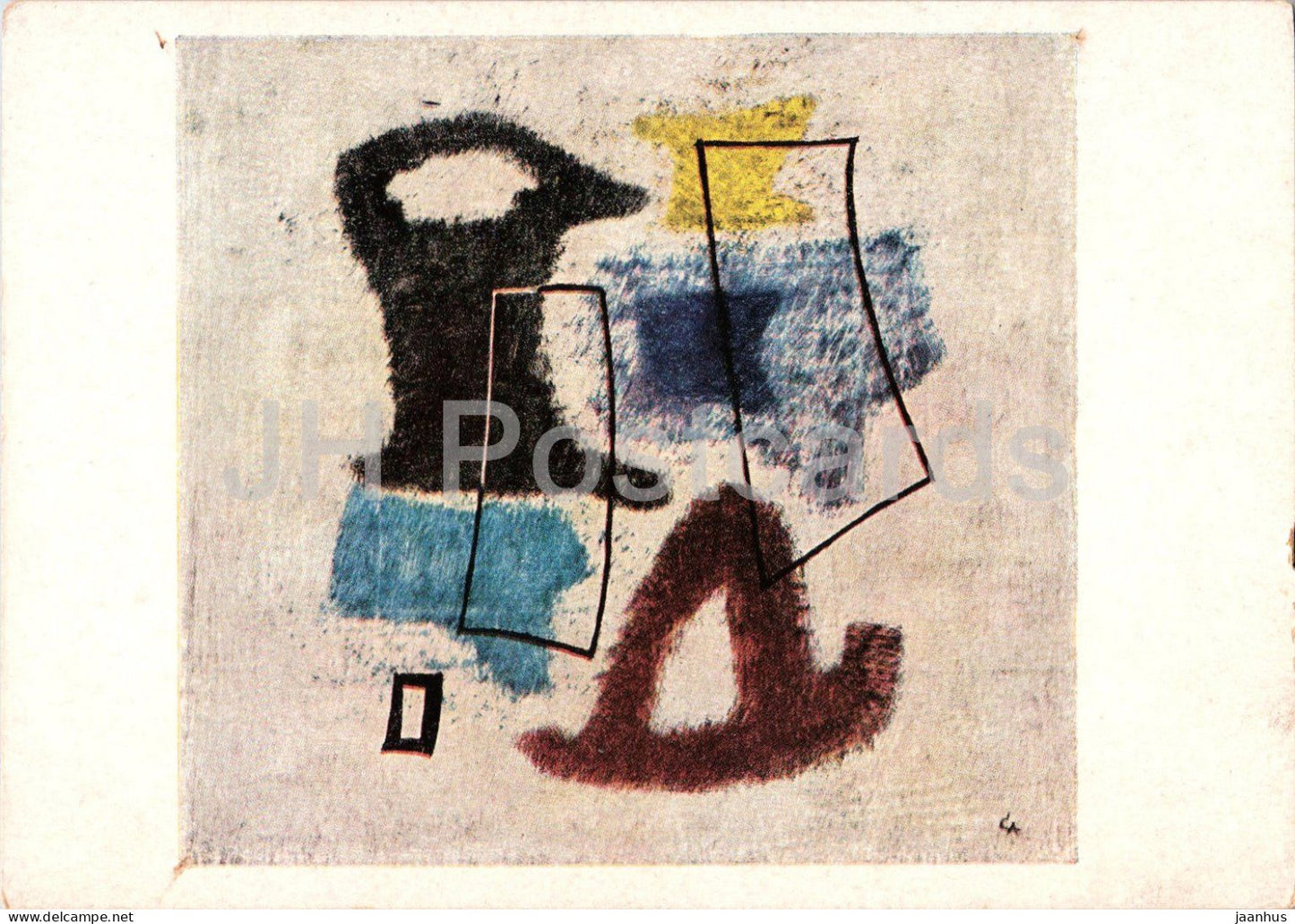 painting by Rolf Cavael - Composition - Komposition - abstract - German art - old postcard - 1950s - Germany - unused - JH Postcards