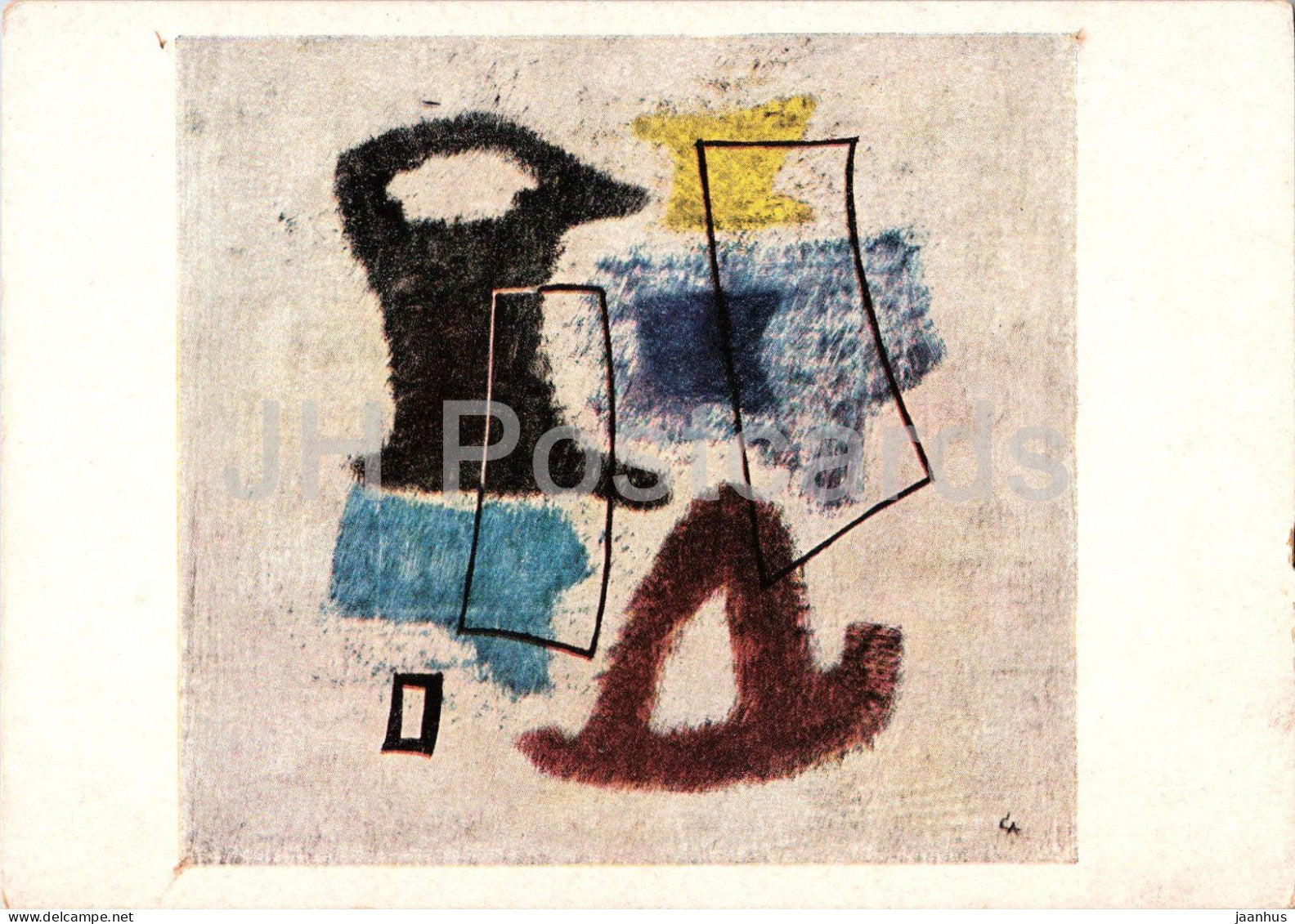 painting by Rolf Cavael - Composition - Komposition - abstract - German art - old postcard - 1950s - Germany - unused - JH Postcards